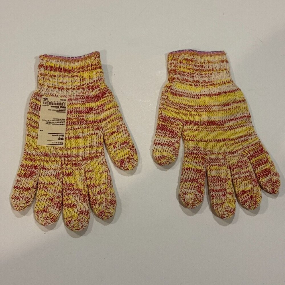 MUJI Japan Multi-color (Yellow & Red) Knit Cotton Work/ Garden Gloves - OS